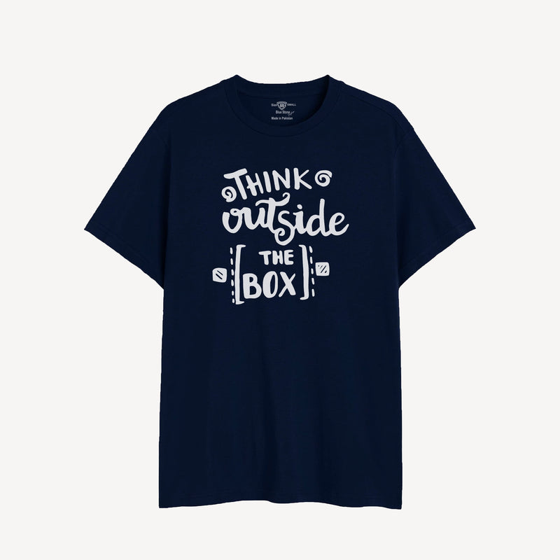 THINK OUTSIDE THE BOX GRAFHIC TEE Blue Stone